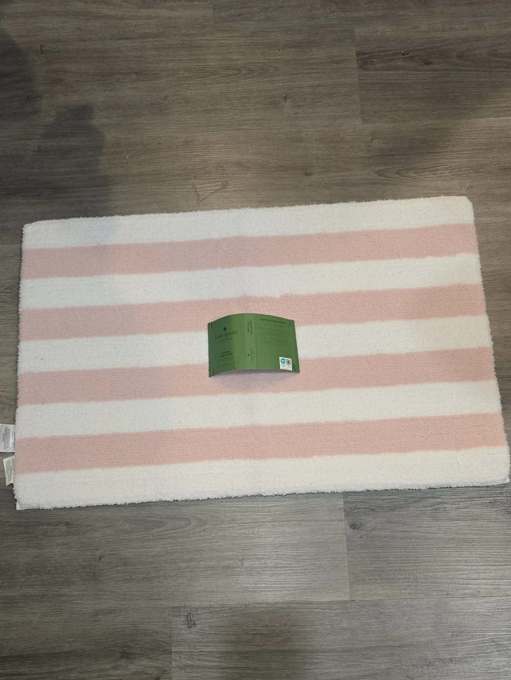 Kate Spade New York Pink and White Striped Plush Oversized Bath Rug